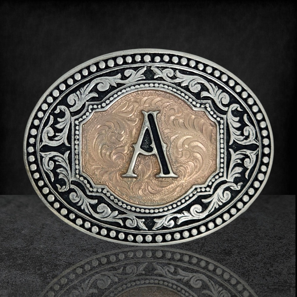 Montana Silversmiths Initial "A" Two-tone Cameo Belt Buckle ~ New